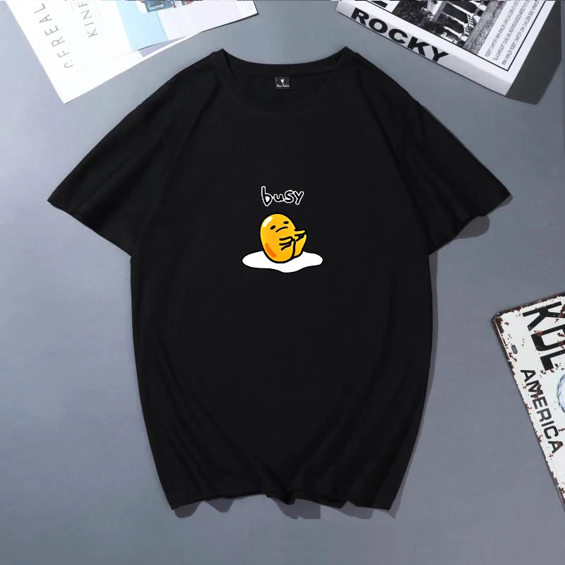 &quotBuzy lazy egg&quot Японский Милый принт короткий рукав Топ Повседневная футболка |