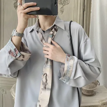 

2019 Early Autumn New Korean Version Of The Men's Loose Of The Trend Lazy Wind Casual Long-sleeved Shirt Streetwear