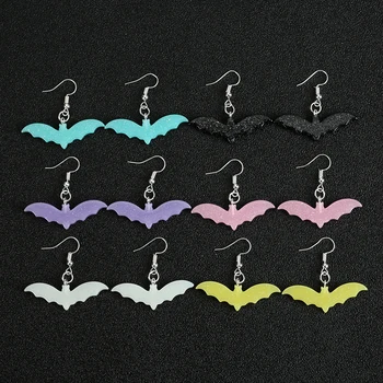 

1pair Women Drop Earrings Glitter Cartoon Bat-shape Flatback Resin Dangle Earrings for Women Birthday Gifts Jewelry