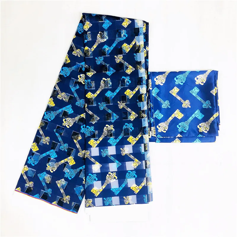 Новинка! Оранжевая органза, шелк, воск, африканская ткань, атлас, шелк, органза, квадратный стиль, шелк, воск, ткань для женского платья, 4+ 2 ярда