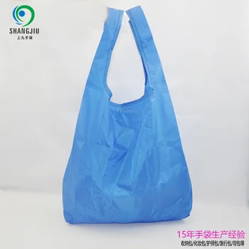 

New Style Portable Folding Shopping Bag Tear-Proof Vest Bag Plaid Eco-friendly Bag Logo