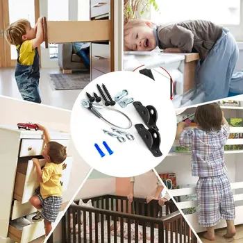 

Baby Proofing Safety Lock Anti-Tip Straps Furniture Metal Wall Anchors Child Protection for Cabinet Bookcase Dresser