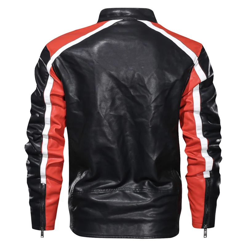 Зимняя мужская кожаная куртка повседневная куртка-бомбер мужская модная качественная кожаная мотоциклетная куртка со стоячим воротником Мужские приталенные пальто