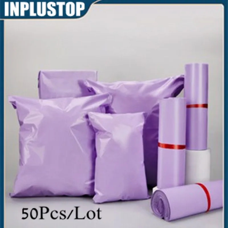 Sacs de courrier en plastique auto-adhésif violet, XR, GT, enveloppe express, poudres postales, emballage, 50 pièces