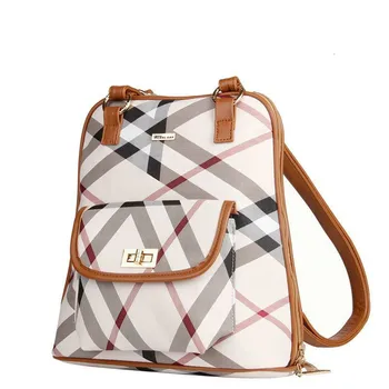 

Plaid PVC Fiber Bagpack School Bag Travel Rucksack Women Backpack Purse for Tablet Pad