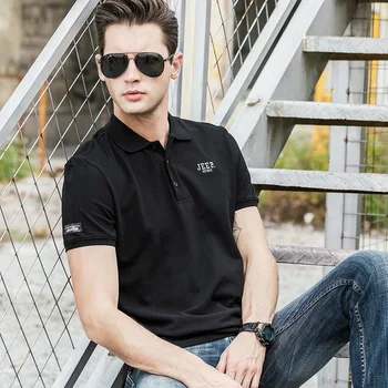 

JEEP SPIRIT Polo Shirt Men Pure Cotton Smart Casual Solid Polos Para Hombre Turn Down Collar Breathable Camisa Polo Masculina