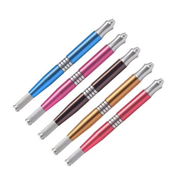 

5PCS Manual Permanent Makeup Tattoo Pen Tattoo Double Use Eyebrow Microblading Pen, Ran Color