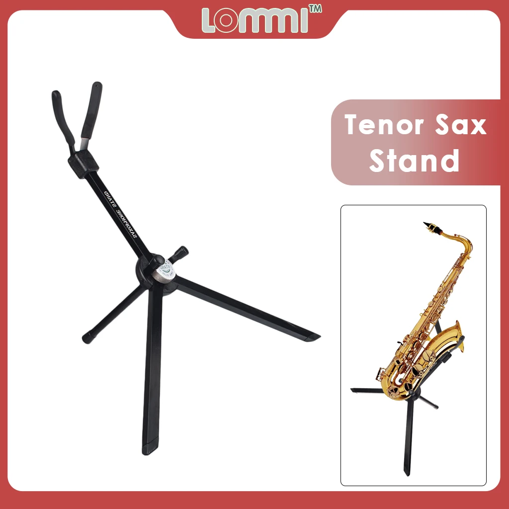 LOMMI Folding Saxophone Tripod Stand Holder Sax Tenor Portable Musical Instrument Accessories Easy To Carry Durable Metal Feet alto saxophone portable foldable stand metal floor rack saxophone tripod woodwind instrument accessories