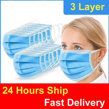 

Fast Delivery Earloop Face Mouth Masks 3 Layer Filter Disposable Masks Anti-dust Mouth Nose Proof Earhook Face Masks