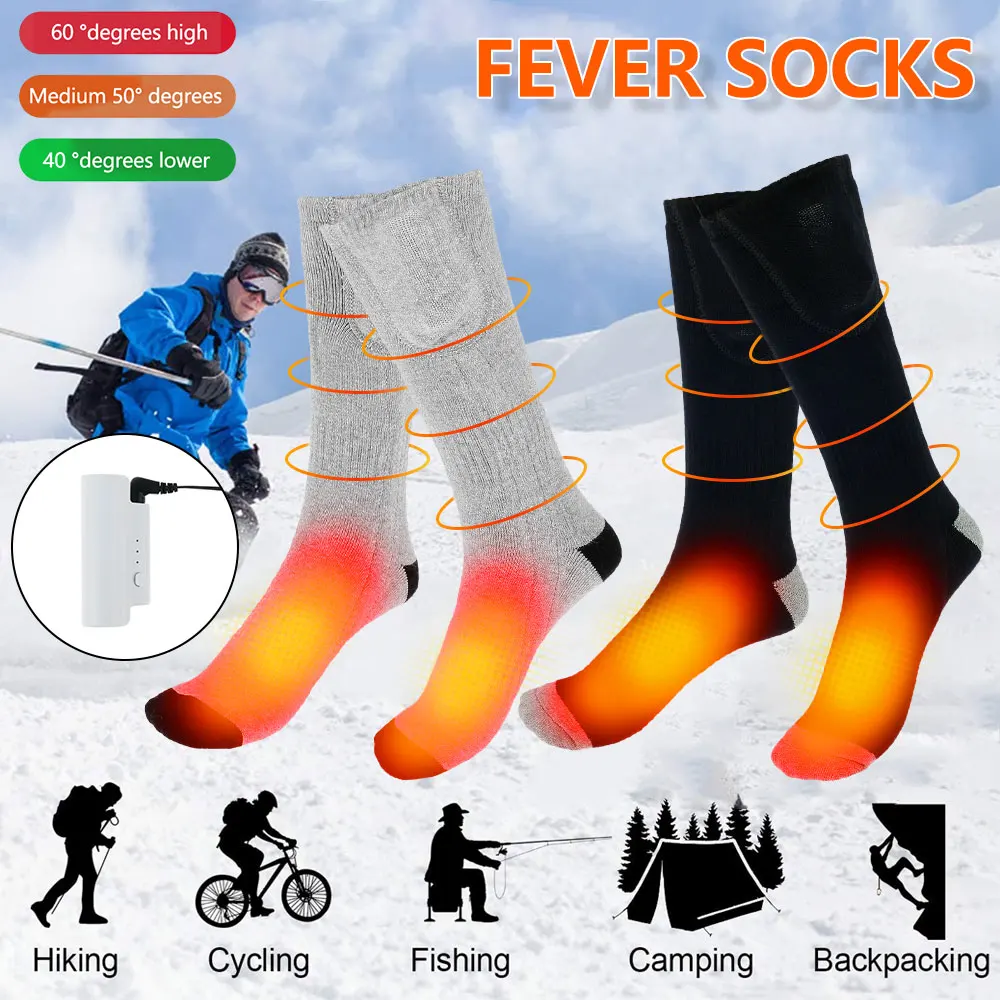 

1Pair Electric Heated Socks Adjustable Three Mode Elastic Comfortable Resistant Winter Warm Sock for Outdoor Hiking Skiing Sport