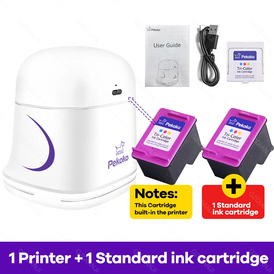 Pekoko Mini Color Inkjet Printer Handheld Printer Support 1200dpi Wireless Connection for Customized Text Code Pattern Logo mini sticker printer Printers