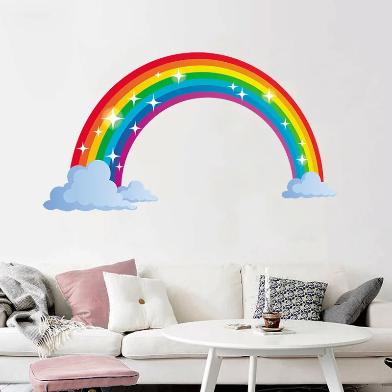 

Shiny Rainbow 40 * 73cm Wall Stickers for Kid Living Room Mural Room Decoration Sticker Kindergarten Creative Children Gift