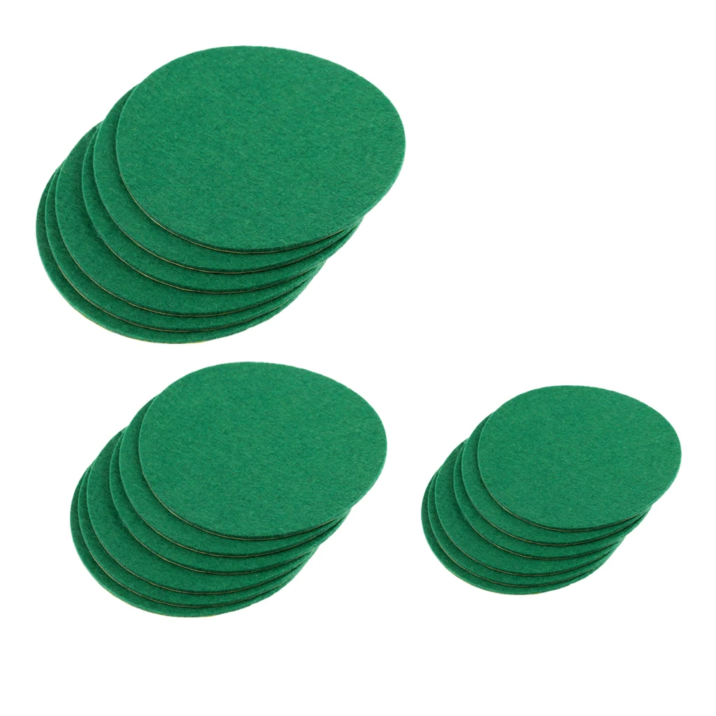 Air Hockey Table Pushers Felt Pads, Set of 6, Green, 60mm/74mm/94mm