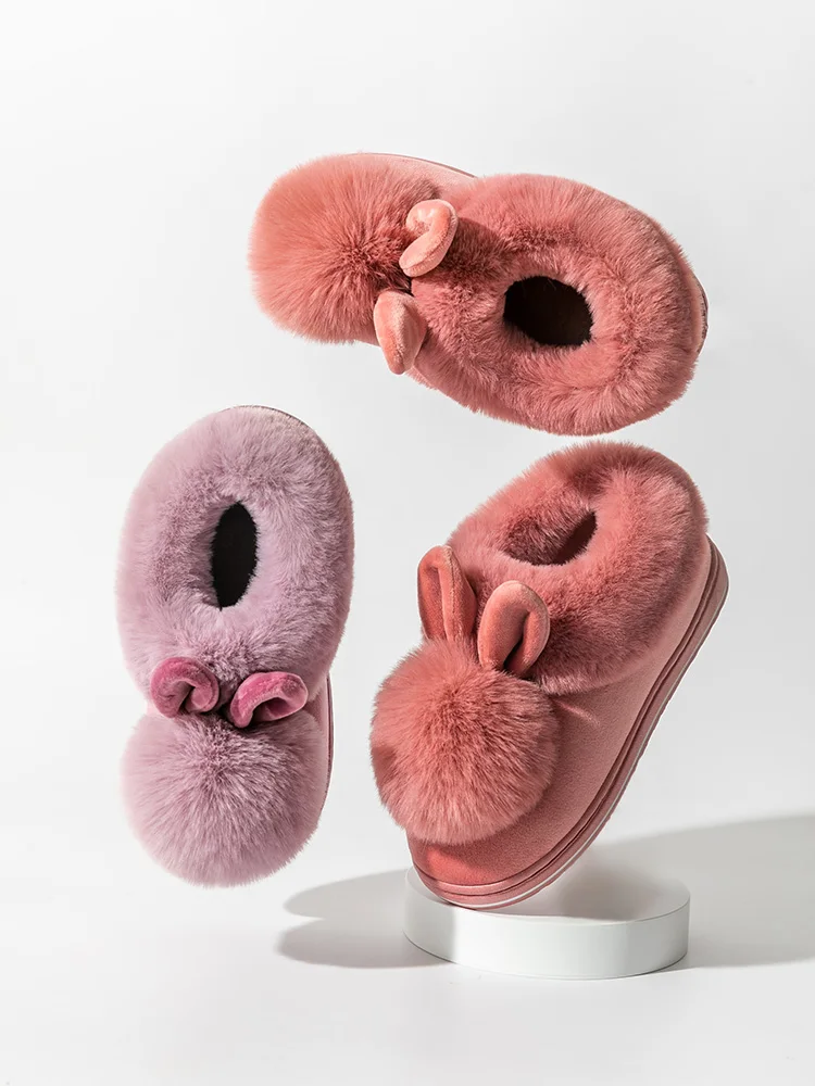 Pink Flock Warm Cotton Women Boots Cheap Winter Shoes Casual High top Fur Flats Outdoor Hot Women Snow Boots botines mujer 2021