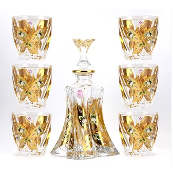 

luxury lead-free whiskey decanter set with 6 Pcs whiskey wine glass for Alcohol Bourbon Scotch 7 Pcs Set 0903-16