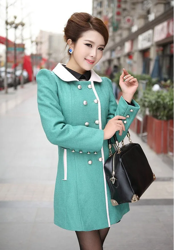 Winter Wool Coat Women Thick Warm Long Wool Blends Coats Elegant Ladies Furry Collar Woolen Coats Jackets Abrigos Mujer Invierno