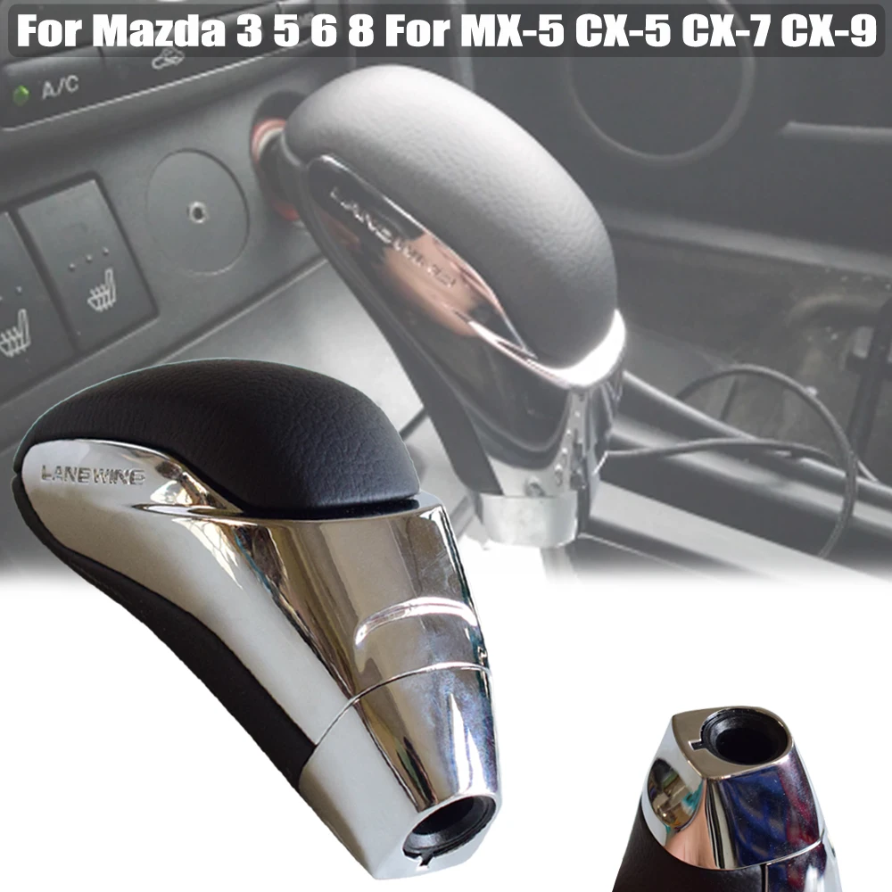 Автоматическая коробка передач, ABS настольная лампа из хрома и натуральная кожа автомобиль рукоятка для рычага переключения передач гандбол для Mazda 3, 5, 6, 8 лет, MX-5 CX-5 CX-7 CX-9 стайлинга автомобилей