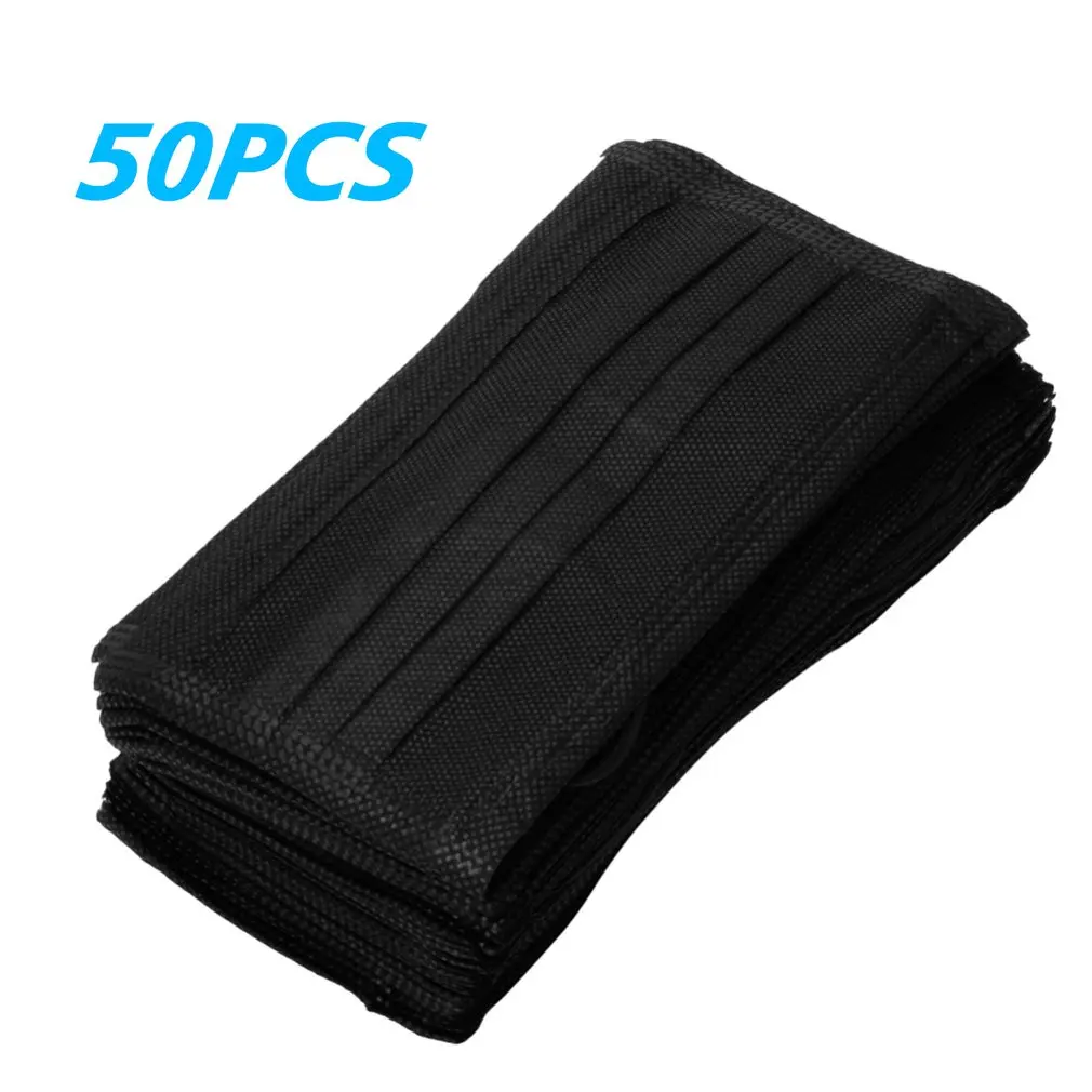 

50 pcs Disposable mask High efficiency filtration adjustable 3D fitting design Light and breathable black