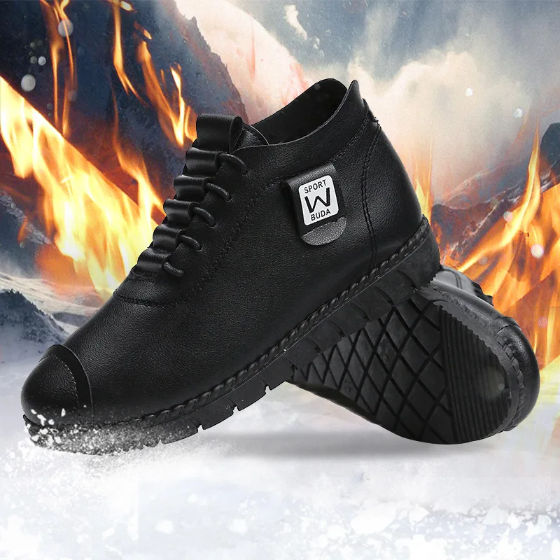 Для женщин; сезон осень; ботильоны из натуральной кожи и зимняя обувь на нескользящей подошве туфли из хлопка Дикие повседневные Бархатные спортивные туфли; теплые сапоги с мягким низом