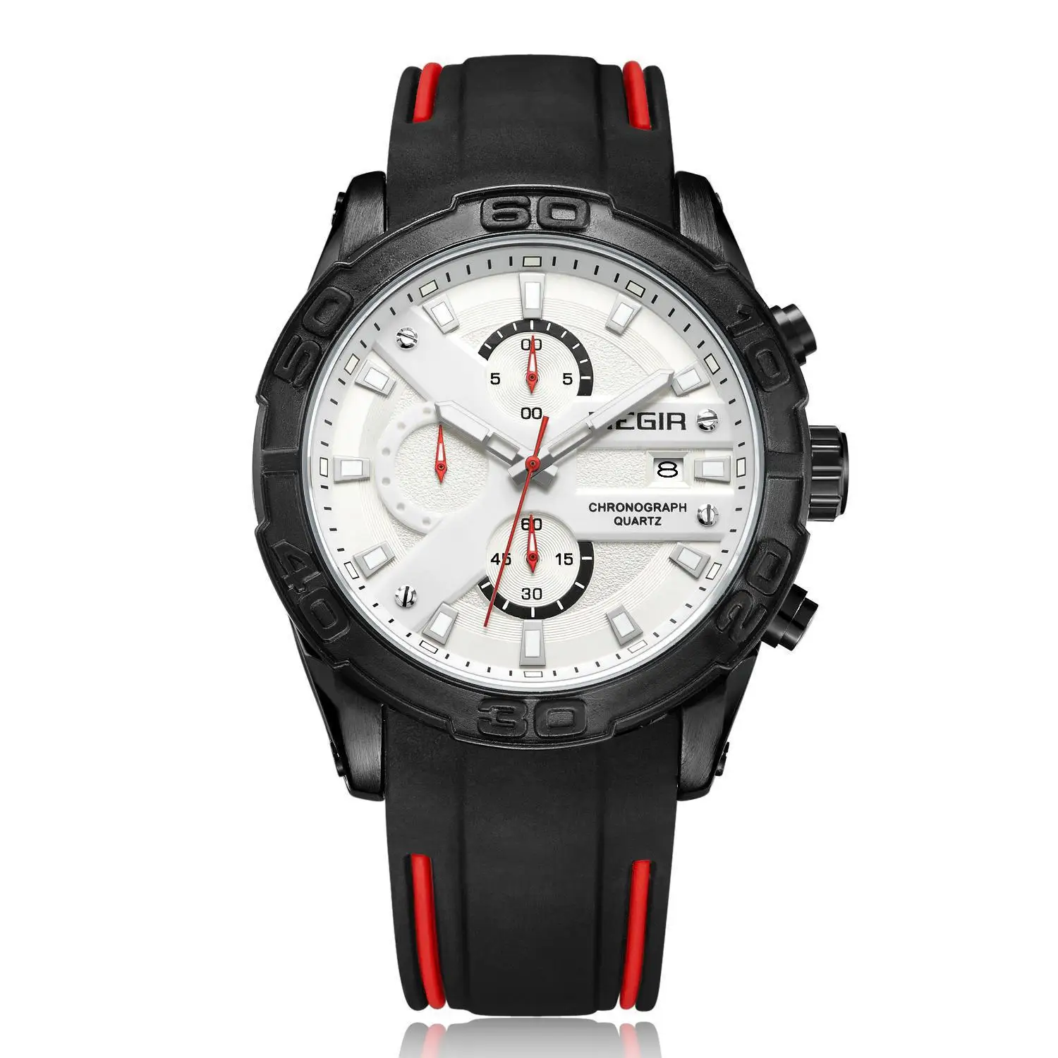 

Megir natural detox gainer Three Small Disc Calendar Stopwatch Waterproof Watch Men Hands Quartz Watch Mn2055g