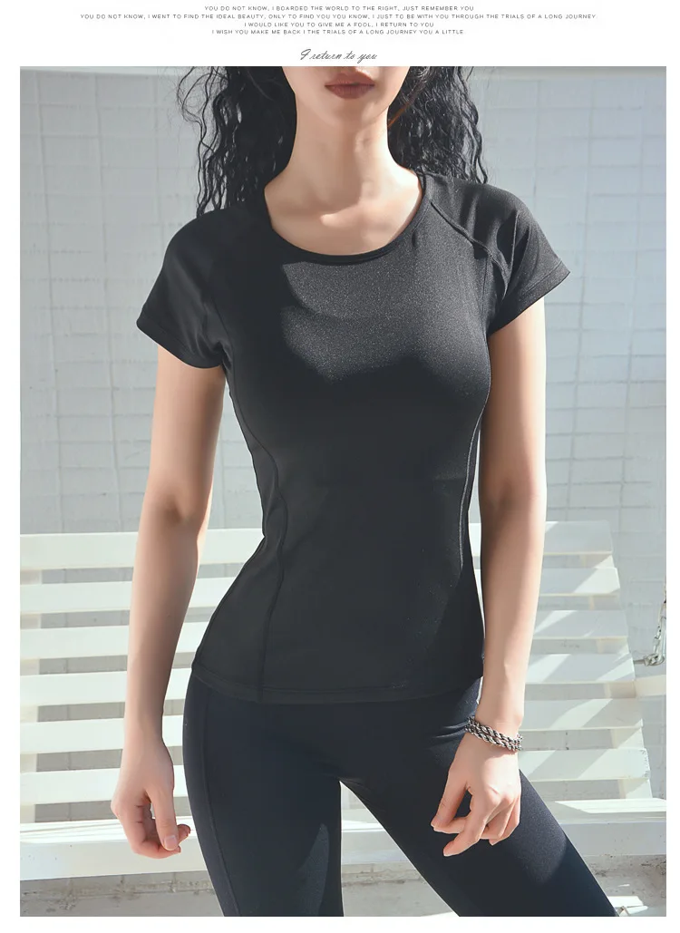 Quick Dry Open Back Breathable Sports T-Shirt Gym top Short Sleeve Yoga top Fitness Sport Women Shirts