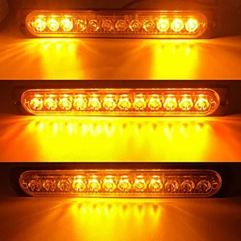

2Pcs Amber/Yellow 12LED Signal Lights Hazard Warning Flash Strobe Light Lamp Daytime Running Traffic Trailer Fog Light DC12V-24V
