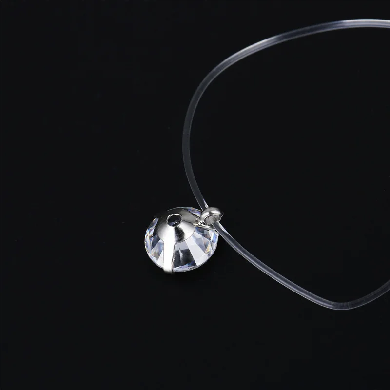 Женская прозрачная леска из циркония серебряное ожерелье с невидимой цепочкой