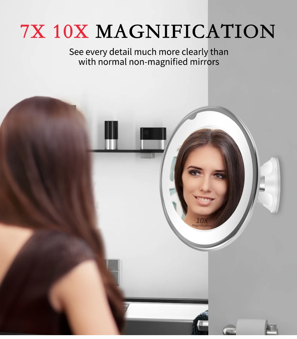 Светодиодный зеркало для макияжа с светодиодный светильник косметическое зеркало 7X увеличительное зеркало светодиодный Miroir Grossissant увеличительное с светодиодный светильник
