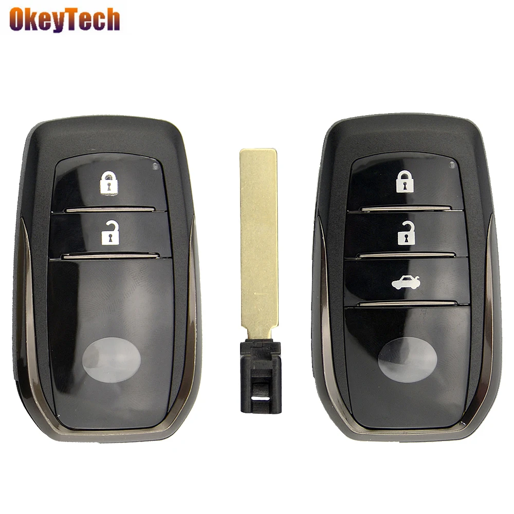 OkeyTech для Toyota 2/3 кнопки умный пульт дистанционного ключа оболочки для Camry HIGHLANDER RAV4 новые аксессуары Prado Авто ключ фоб неразрезанное лезвие