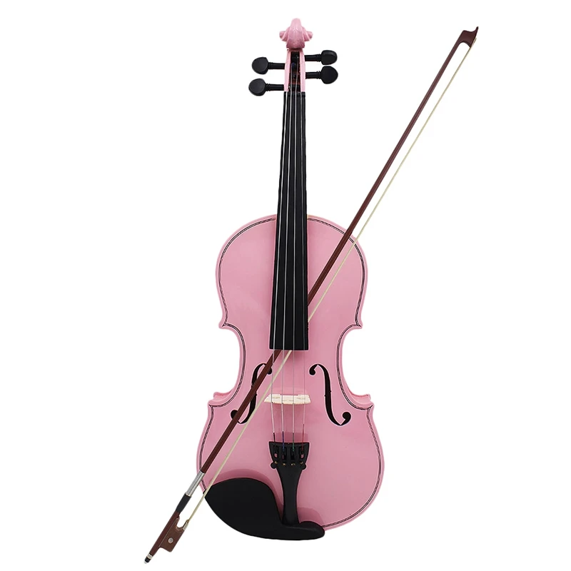 

4/4 Full Size Pink Acoustic Violin Fiddle Craft Violino with Case Bow Rosin Violin for Beginner