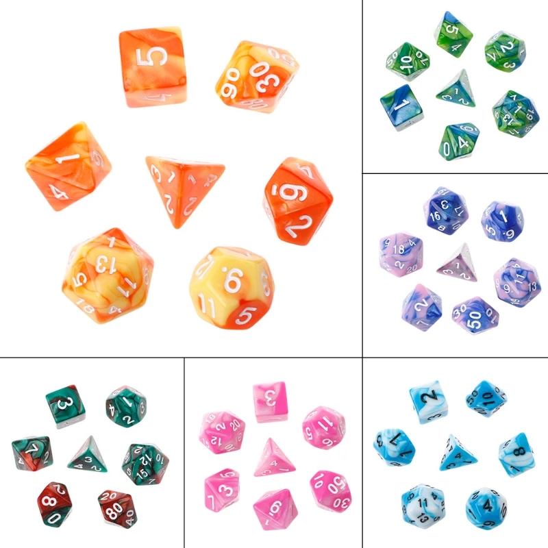 7pcs/Set Acrylic Polyhedral Dice For TRPG Board Game D4 D20Dice
