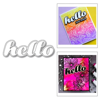 

2020 New English Letter Sentiment Words Hello Layered Metal Cutting Dies For Scrapbooking Greeting Card Paper Making No Stamps