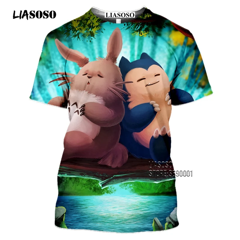 Japan Cartoon Snorlax T shirts Men 3D Print Kawaii Pokemon Tshirt Summer Casual Harajuku Shirt Fitness Hip Hop Tops Streetwear (10)