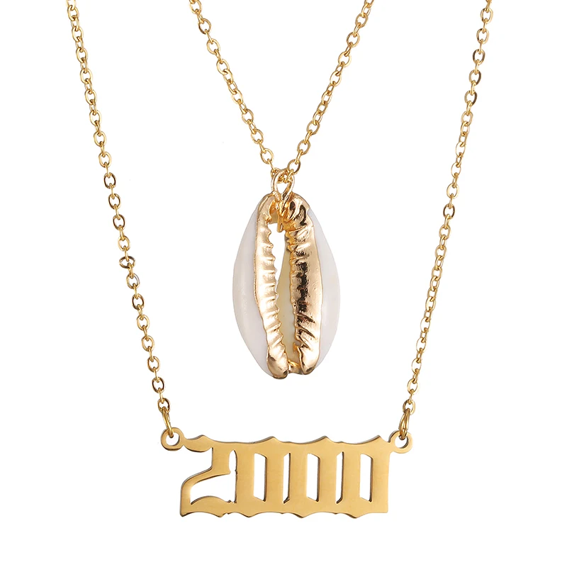 

Pretty Shell Personalized Any Year Number Necklace for Women Custom 1980- 2019 Birth Anniversary Choker Love Family Jewelry Gift