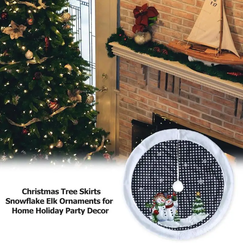 Christmas Tree Skirt Snowman Ornaments Home Floor Mat Holiday Party Decor Christmas Tree Skirt New Year Decor Mat Skirt