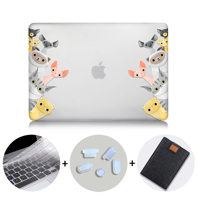 MB19 MTT чехол с мультяшными животными для Macbook Air 11 13 Pro retina 13 15 с сенсорной панелью для mac book 12 дюймов чехол для ноутбука с милым котом - Цвет: MB19