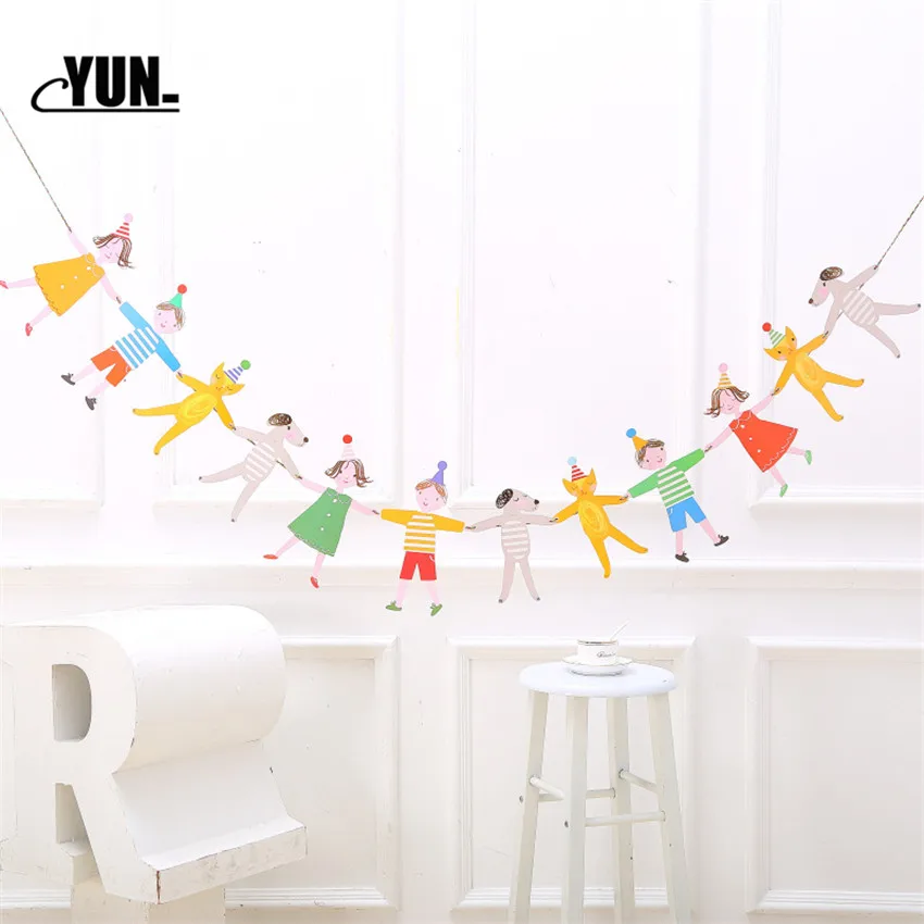 

Paper Bunting Wholesale Cute Cartoon Character Animal Bunting Birthday Festival Party Shooting Decoration Props 75D
