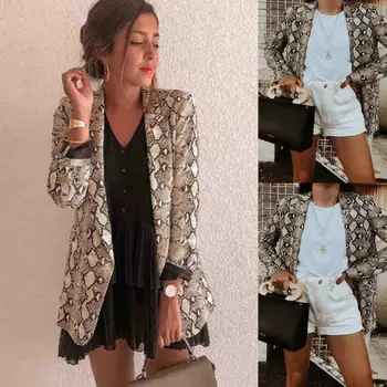

Fashion New Women Lady Leopard Print Jacket Casual Slim Blazer Coat 2019 Autumn Female Thin Short Long Sleeve Outwear Suit Top