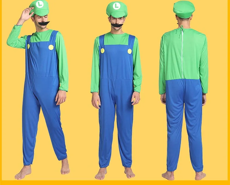 Взрослый Хэллоуин Супер Марио Детский костюм косплей семья Funy Luigi Bros сантехник Пурим костюм нарядное платье Рождественские Вечерние