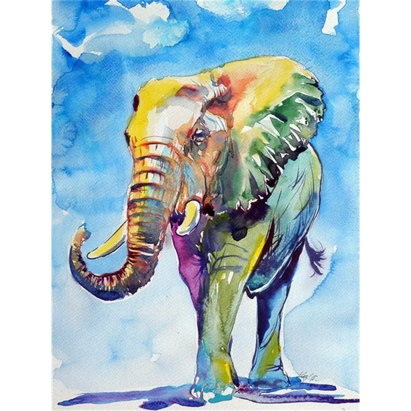

DIY Painting By Number Animal Elephant Canvas Pictures Oil Painting For Living Room Wall Art Home Decoration Gift