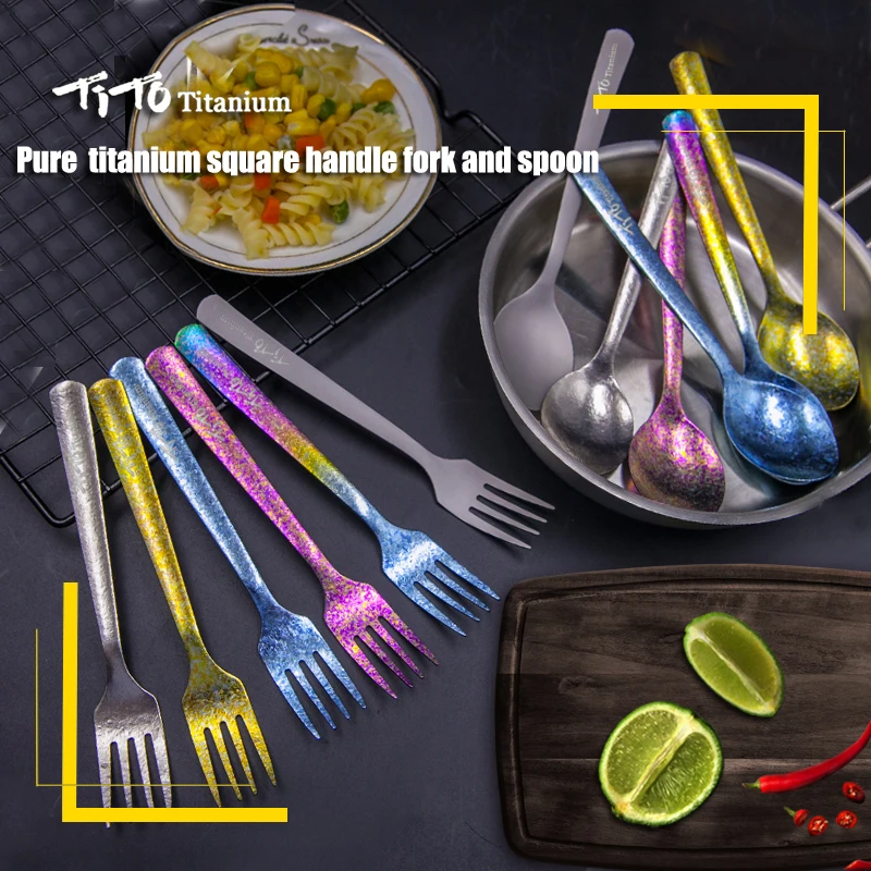 TiTo titanium Spork Longhandle наружная дорожная Титановая Ложка Вилка Portabale плоская посуда кемпинговая вилка ложка для спорта, туризма FB