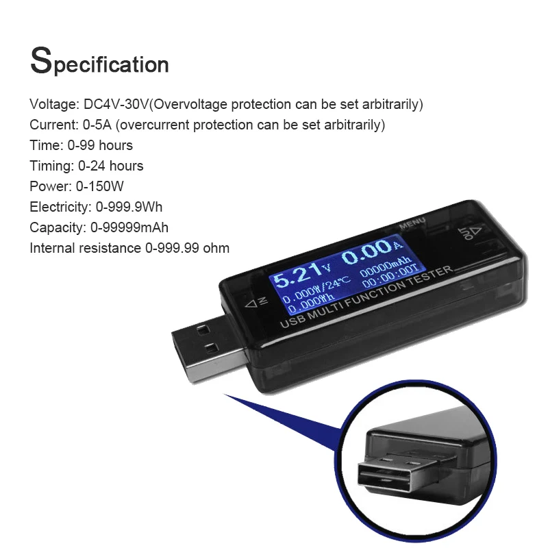 USB тестер 11 в 1 вольтметр амперметр внутреннее