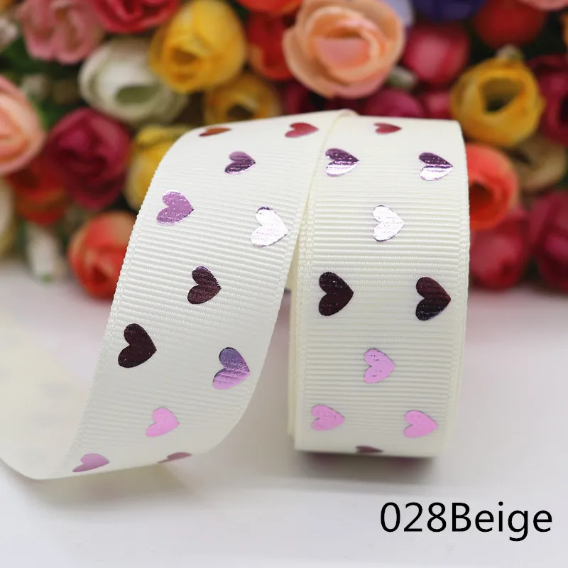 Valentine's Day Pink Gold Heart-Shaped Printed Ribbon 5 Yards 1" 25MM For Hair Bows DIY Crafts Handmade Accessories M20012103 ribbon decoration ribbon supplies wire cleaning brush wrapping ribbon sewing ribbon