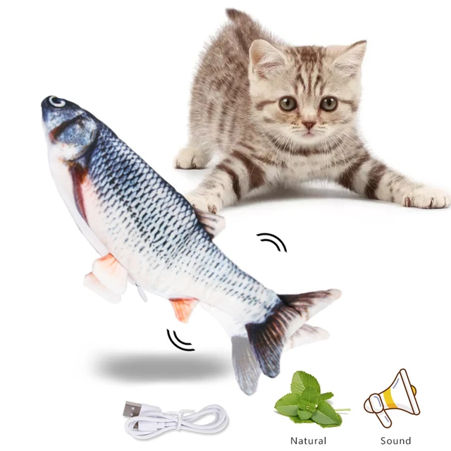 Jouet coule en forme de poisson avec herbe à chat pour chat