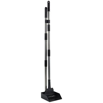 

Practical Dog Poop Tray and Rake Set, Pet Waste Removal Scoop with Adjustable Sectional Stainless Handles
