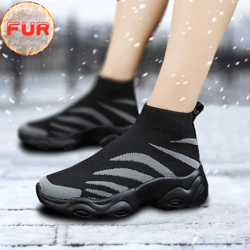 Zapatos informales de moda para mujer, botas transpirables de punto, cálidos, de algodón, ligeros, para verano e invierno