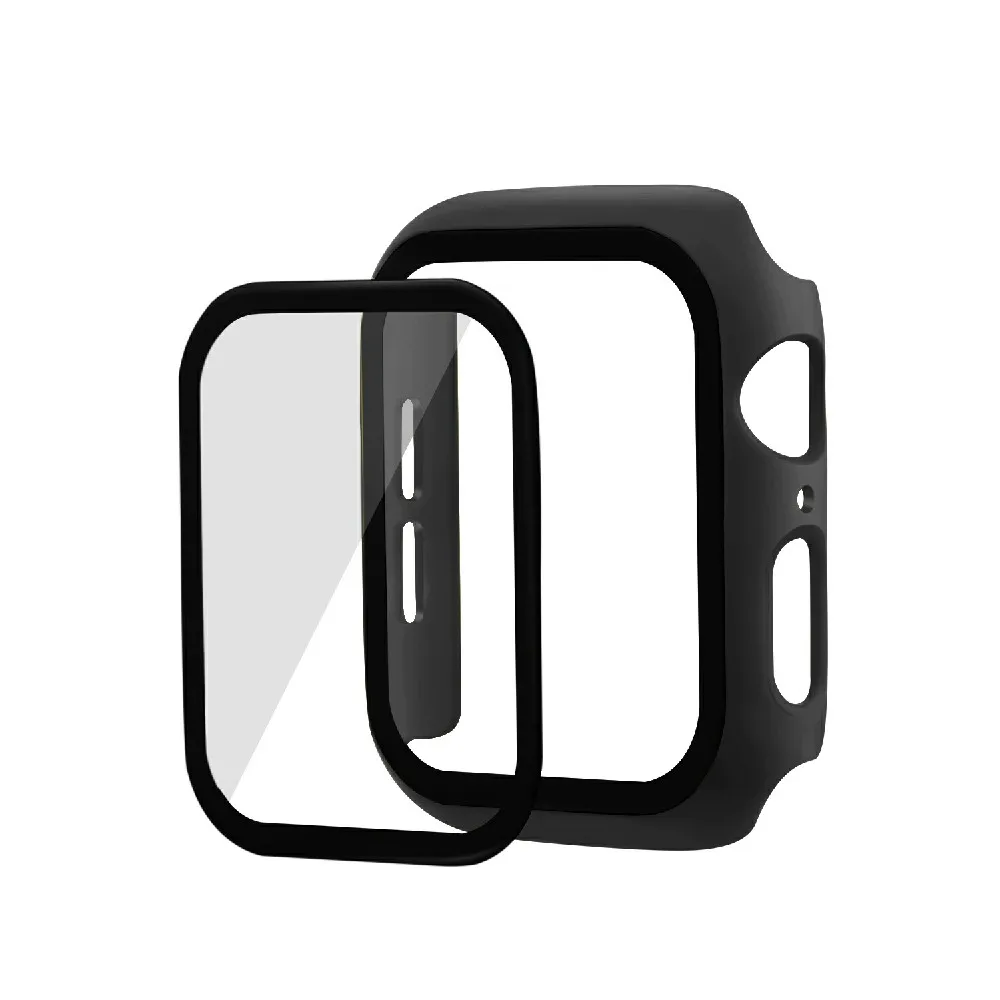 Полный защитный чехол для Apple Watch Series 5 4 3 2, Жесткий Чехол-бампер из поликарбоната, защитная пленка из закаленного стекла для iWatch