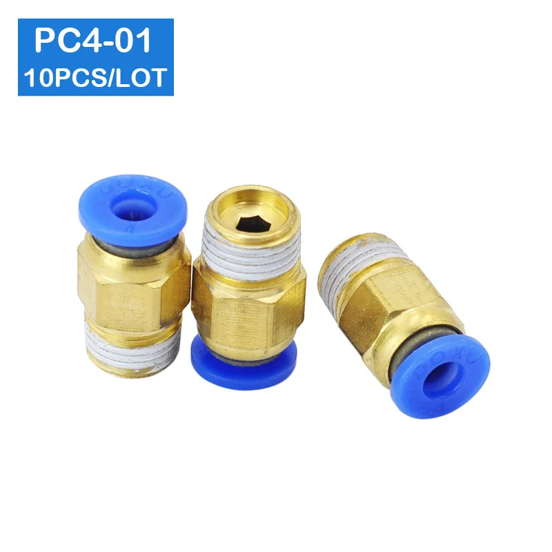 Высокое качество 10 шт много pc4-01, 4 мм до 1/" Пневматические соединители мужские прямые одно касание фитинги BSPT PC4-01