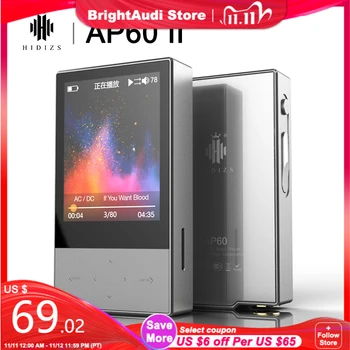 

Hidizs AP60 II HiFi Potable Bluetooth 4.0 Apt-x DSD USB DAC FLAC AAC APE MP3 Music Player AKM4452VN MAX97220A AP60II AP60 II