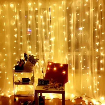 

Thrisdar 3x1m/3x2m/3x3m/6x3m LED Curtain Icicle String Light Christmas Wedding Party Bar Fairy Window LED String Garland Light